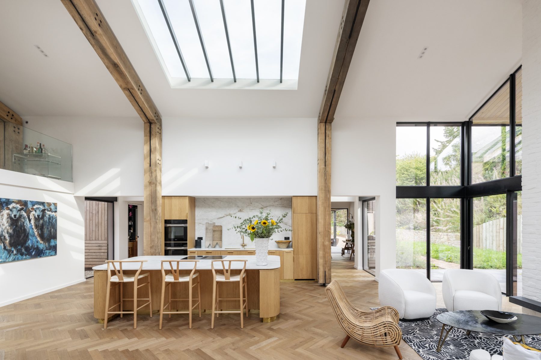 Dining table and kitchen interior of Higher Dorsley