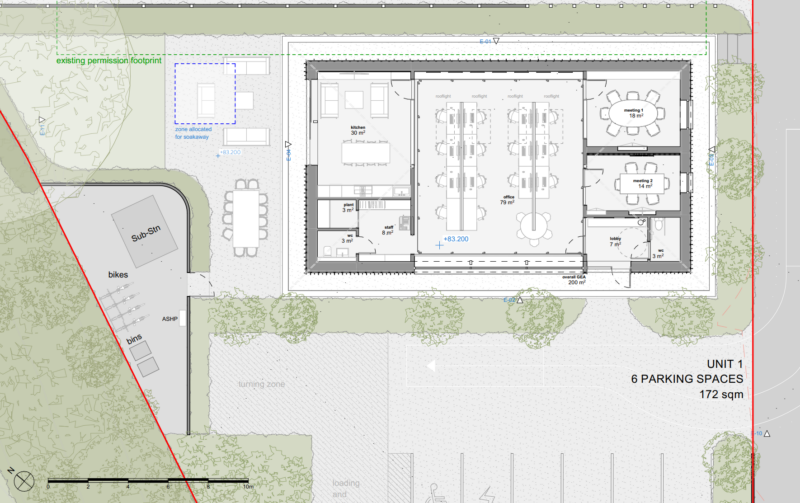 Ground floor plan of VESP architects new office in Dartmoor, Devon.