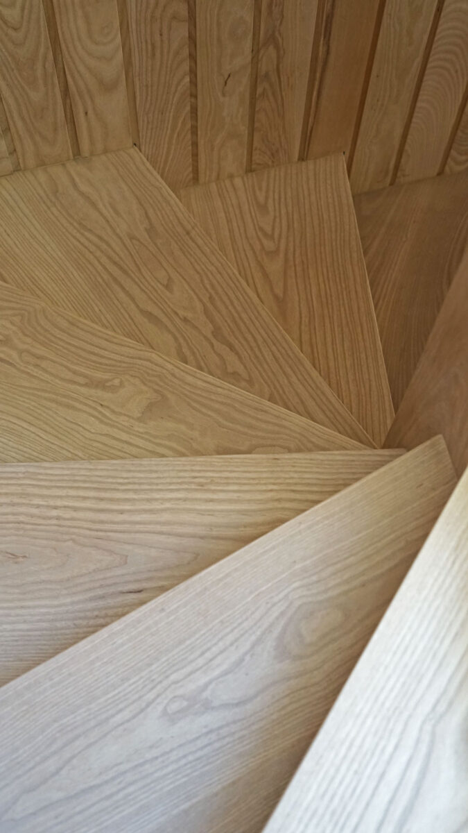 Ash spiral staircase, VESP architects, Dorset