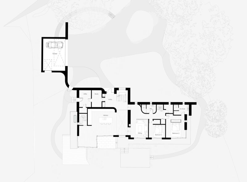 Architectural drawing of the new replacement dwelling at Restronguet Point, Cornwall