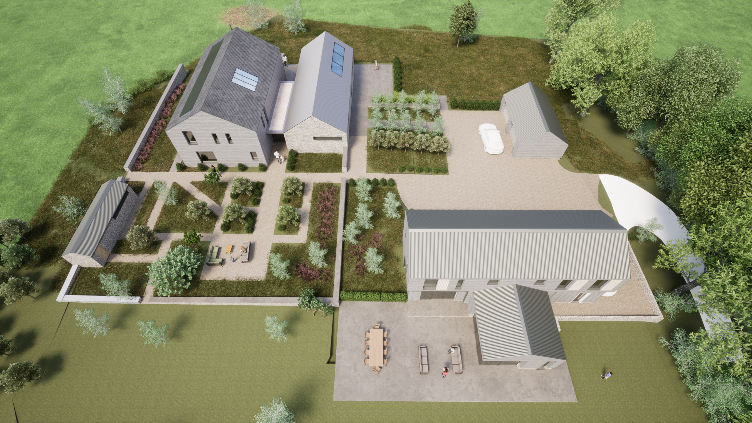 Visualisation of multiple dwelling planning permission in South Devon - Birds Eye view.